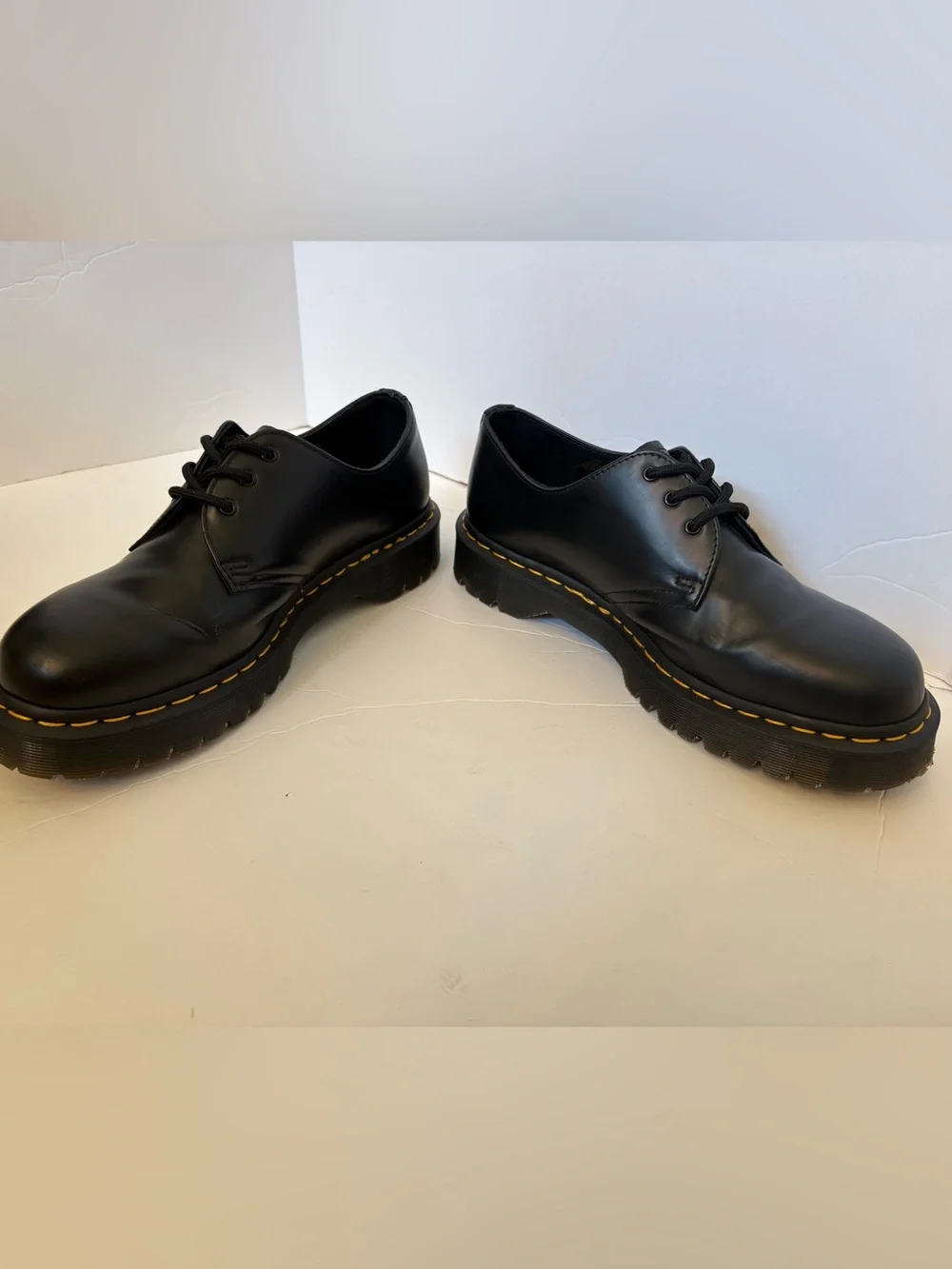 Dr. Martens Men's Black 1461 BEX Smooth Leather Oxford shoe (Yellow Stitching)